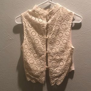 Cream Half-Knitted Blouse